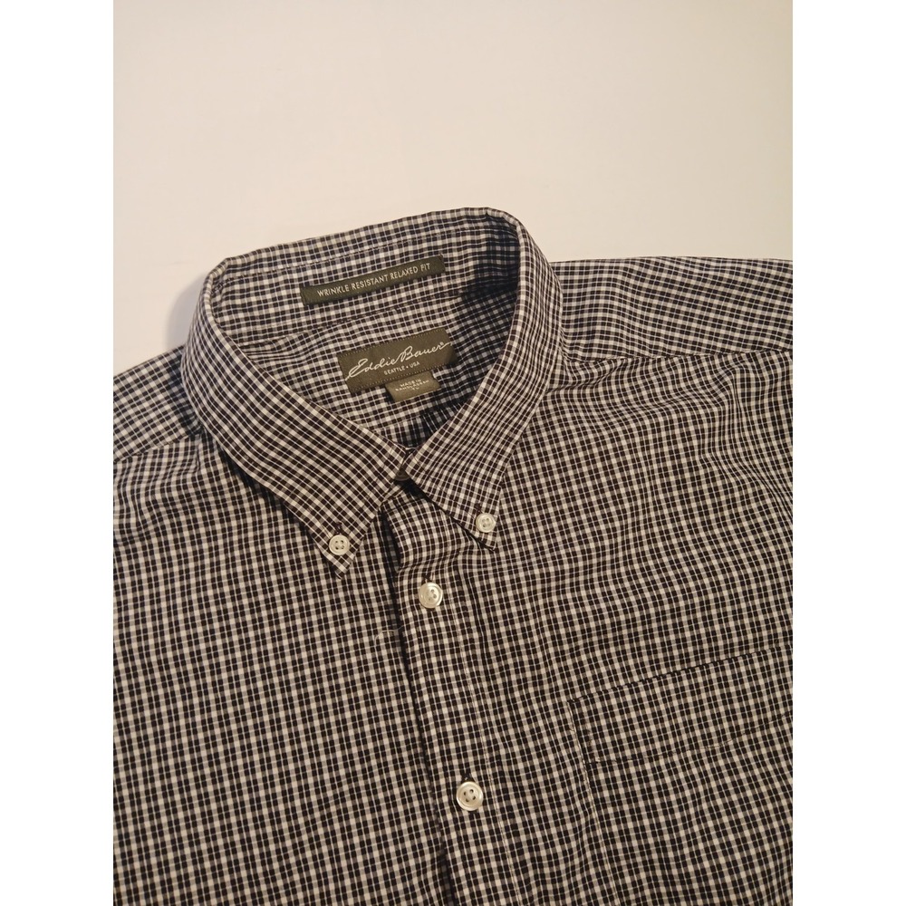 Eddie Bauer Sz TL Wrinkle Resistant Long Sleeve Black & White Plaid